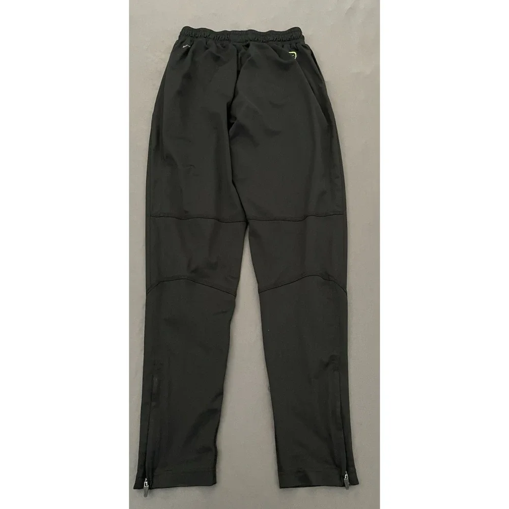 Dri Fit Nike Athletic Pants Mens Size Medium Black Green Ankles Zip Drawstring